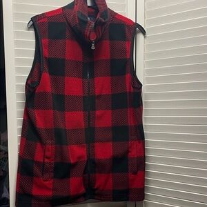 Chaps Red and Black Plaid Women's Vest